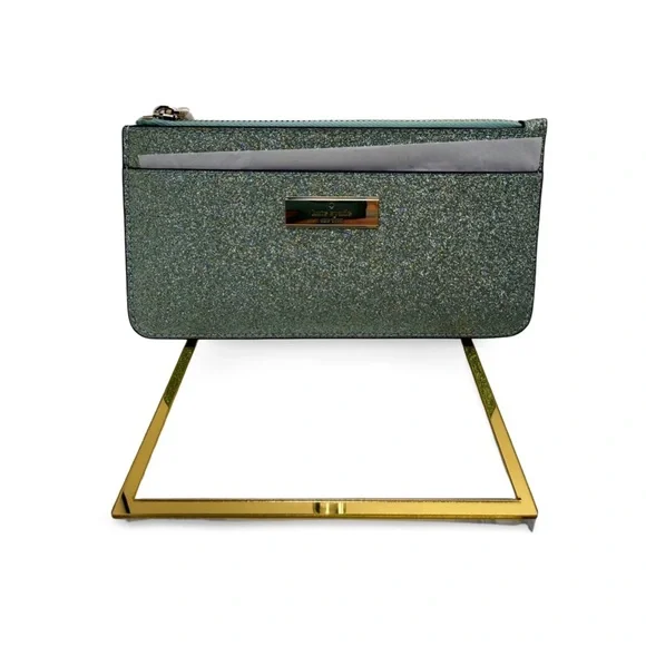 Kate Spade NIB Kenzie Glitter Seawater Wristlet Zip Pouch w/ Box NWT - Picture 4 of 14